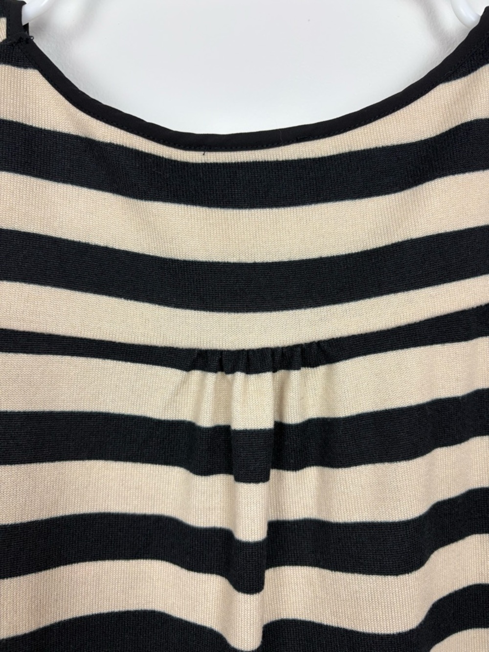 Liz Lange Black & Tan Striped Scoop Neck Tank w/ black mesh trim size PL - Picture 5 of 10